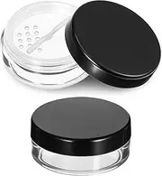 2 Pcs No Leak Mini Makeup Containers ,Plastic Empty Refillable Cosmetic Containers ,Portable Foundation Container, Reusable Travel Makeup Container With Rotatable Sifter And Black Screw Lid(0.35oz per