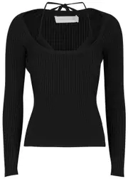 Jonathan Simkhai Jayline Black Layered Ribbed-knit top - M M
