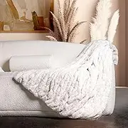 Luxury Concepts Lightweight Faux Rabbit Fur Throw Blanket, Ruched Elegant Wrinkle Resistant, Anti-Static and Washable for Couch Sofa Bed, 50" x 60" in, Beige