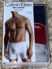CALVIN KLEIN 3 Pack Cotton Boxer Brief Dk Blue Grey Burg Underwear NEW Mens XL