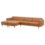 LANDSKRONA 5-seat sofa, with chaise longues/Grann/Bomstad golden-brown/wood