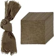 uxcell 12Pcs Handmade Cloth Napkins, 16.5x16.5 Inch Cotton Napkins with Fringe Square Rustic Table Napkin for Wedding Party Dinner Table Decor Bridal Shower, Brown
