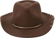 [Vaveren] Cowboy Hat Jazz Hat Props Sunhat Classic Decor Big Brim Cosplay Cowgirl Hat Cap for Holiday Costume Fishing Hiking Gift Party