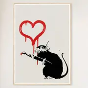 Galrie Banksy Love Rat Art Print Iconic 2004 Urban Masterpiece, Wood Frame, A1 60 x 84cm (23 x 33inch)