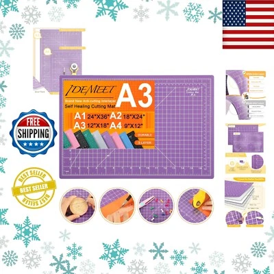 Non-Slip 18"x12" Purple Self-Healing Cutting Mat - Ideal for Sewing Projects