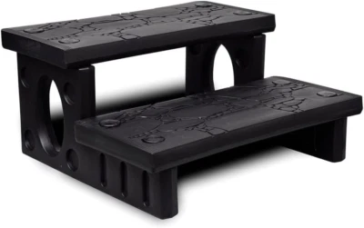 vidaXL Spa Steps in Black - Versatile Reversible Plastic Treads for Both Roun...