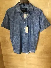 Robert Graham Men's Blue Contessa Button S/S Shirt Small NWT
