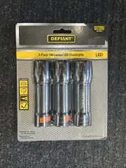 3 Pack LED Tactical Flashlights 100 Lumens Aluminum Super Bright Black Torches