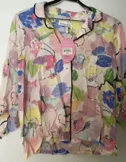 Peter Alexander Pretty Painted Floral Scarf PJ Shirt & Cullote Pants Large NWT