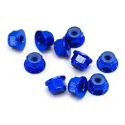 10pcs M2 Flange Locking Hex Nuts Nylon Insert Anodized Aluminum (Blue)