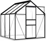 Greenhouse for Outdoors, Polycarbonate Panels Greenhouses Sun House with Water Drainage Groove and Roof Vent, Aluminum Frame Walk-in Green Houses for Garden Backyard, 3.61 m³