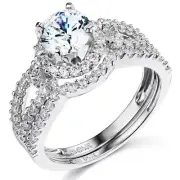 GOLD - 14K White Gold Cubic Zirconia Engagement Ring