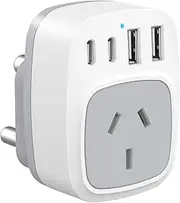 South Africa Travel Adapter, AU to South Africa Plug Adapter,Type M Power Plug for Bhutan,Malaysia,Namibia,Nepal,Pakistan,Singapore, Sri Lanka-White