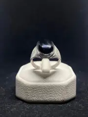 Native American Navajo black onyx sterling silver circular mens Ring Size 12.75