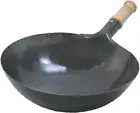 YAMADA Kogyo One-handed Chinese Wok Iron Hammered Wooden Handle 27cm pan