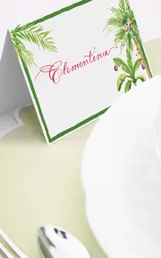[Clementina Sketchbook] Set-Of-Eight Tropical Christmas Hand-Painted Place Cards