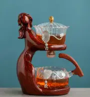 Automatic Teapot Resin Elegant Lady Base Tea Maker Glass Pot Filter Tea Infuser