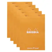 5x Rhodia No.16 Top Stapled A5 Notepad Office Stationery Note Pad Dot Grid ORNG