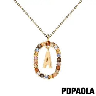 PDPAOLA I AM系列 圓圈字母鍍18K金彩鑽項鍊-A