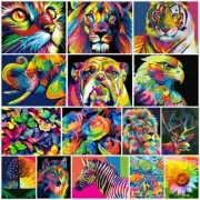 Oil Painting By Numbers Kit Craft DIY Paint On Canvas Frameless Animals Scene#T