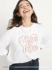 Womens Plus Size Old Navy White Live And Love Graphic Top Size 3X NWT
