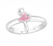 Ballerina crystal sterling silver toe ring
