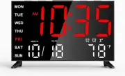 Mirror Digital Loud Alarm Clock,Indoor Temperature,USB Black+red Digit