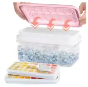 Ice Cube Tray with Lid and Bin, Nugget Ice Trays Kit,Ice Cube Pop Out Molds,Sili