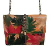 Patricia Nash Adelfia Leather Chain-Link Tassel Flap Crossbody Bag- Spring Multi