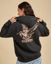 [The Mad Hueys] The Mad Hueys Women's Freedom Hueys Hoodie in Vintage Black Size Small S Vintage Black