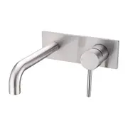 Amelie Wall Basin/Bath Mixer Pin with Plate 185mm Spout Brushed Nickel BDO250810bBN