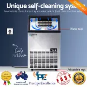 Devanti Stainless Steel Commercial Ice Cube Maker Machine Portable 45-60kg/24Hrs