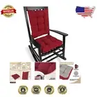 Elegant Non-Slip Chair Cushion Set for Rocking Chairs - Red, Machine Washable