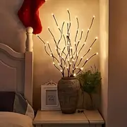 Warm White Led Branch Light, Battery Operated Lighted Branches Vase Filler Willow Twig Lighted Branch 30 Inch 20 LED For Christmas Home Party Decoration Indoor