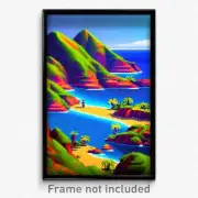 Pixel Art Poster - Exotic Coast (8 Bit Psychedelic Trippy Video Game Print)