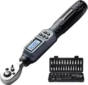GROWNEER Digital Torque Wrench, 1.1-22.1 Ft-lbs/1.5-30 Nm, 1/4'' Drive Inch Pound Torque Wrench with Buzzer & LED Indicator, Electronic Wrench Set with Bits & Sockets for Gunsmithing Bike Motorcycle