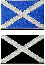2 Pcs Scotland Scottish Flag Patches, Tactical Embroidery UK Scotland Applique Emblem Military Patch with Hook and Loop Fastener for Hats Backpack Jackets Clothes Uniform Vest Team
