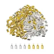 200Pcs Cord End Caps, Barrel Beads Kumihimo End Caps Stainless Steel (2 Colors)