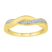 Diamond Stackable Twist Ring in 9kt Yellow Gold