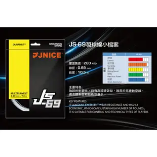 【JNICE久奈司】羽球拍線 JS-69 耐打 高磅數