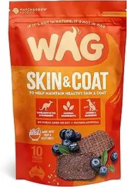 Wag Kangaroo Flavour Jerky, Skin & Coat Support, All Natural Dog Treats, 10 Pieces