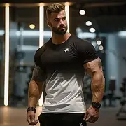 Men's T shirt Tee Sports T-Shirt Crew Neck Short Sleeve Sports Outdoor Vacation Casual Daily Gym Quick dry Breathable Gradient Black / White White Activewear