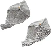 HONMEET 2 Pack Quick Dry Hair Cap Bamboo Fiber Absorbent Cap Hair Drying Accessories for Women Girls Ladies