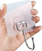 KEYIDO 12 Pack Self Adhesive Hooks Heavy Duty 44 lb/ 20kg (Max) Strong Adhesive Wall Hooks Large Clear Stick on Hooks Free Nail for Kitchen Home Bathroom Office