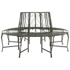 Garden Half Round Tree Bench 160 cm Steel Outdoor Furniture Patio Seating 13033
