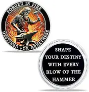 BHealthLife Blacksmith Hammer Challenge Coin - Forged in FIRE Motivational Coin - Novelty Medallion for Staff Office Decor Inspirational Gifts for Women Men Coworkers Employees Friends