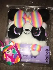Claire’s Plush Panda Lock Key Magnetic Diary Bear Lotion Keychain Backpack Clip