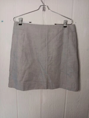 Loft Womens 10 Linen Cotton Blend Skirt Gray Lined Knee Length A Line Career NWT