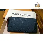 LOUIS VUITTON LV M62121 ZIPPY 海軍藍 壓紋 拉鍊長夾