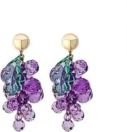 [AIMALL] 925 Silver Sweet Purple Grape String Earrings, Japanese Style Fresh Creative Fruit Stud Earrings for Women